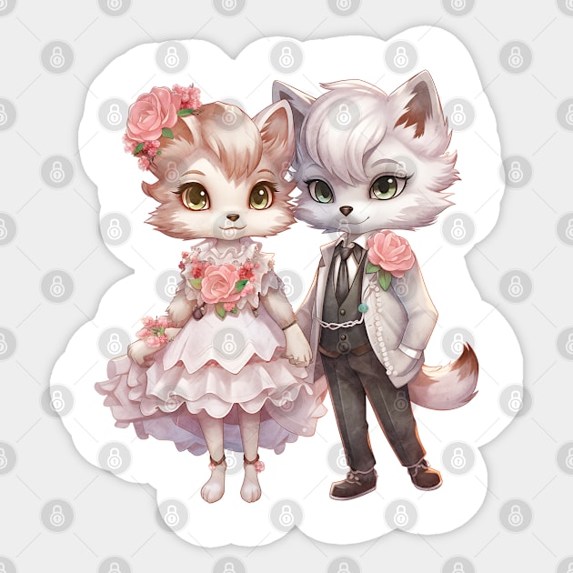 Wolf Couple Gets Married Sticker by Chromatic Fusion Studio